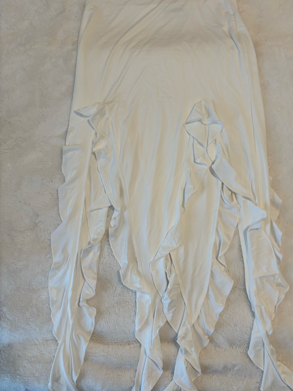 Princess Polly White Asymmetrical Ruffle Hem Skirt